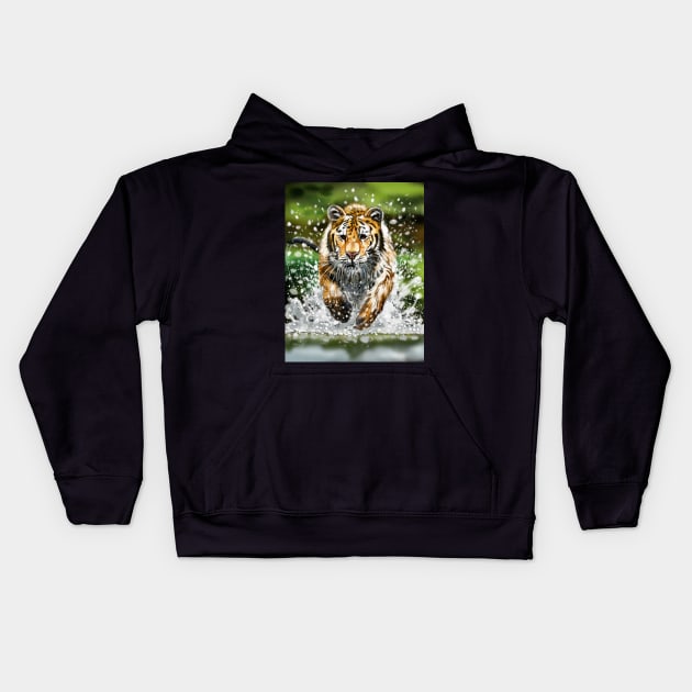 Majestic Tiger Hunter Kids Hoodie by Shawnsonart